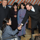 Crown Prince Haakon of Norway meeting students at Our Home Ger School.
For editorial use only - not for sale. Photo D. Rentsendorj, MONTSAME news agency.  Picture size 1086 x 996 px 848 KB.
